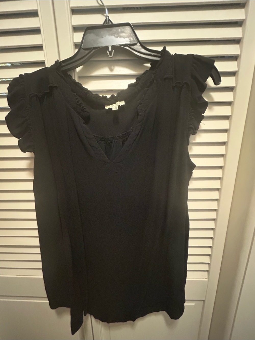 Kori Black Ruffle Sleeve Top